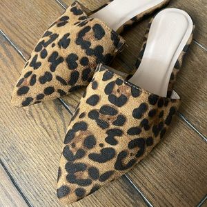 Leopard slip on flat mules. New without box. Size 7.